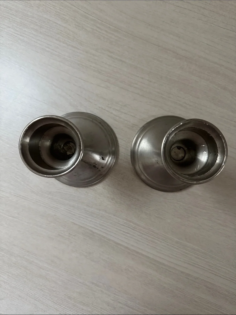 Web Weighted Pewter Candlestick Holders - Pair
